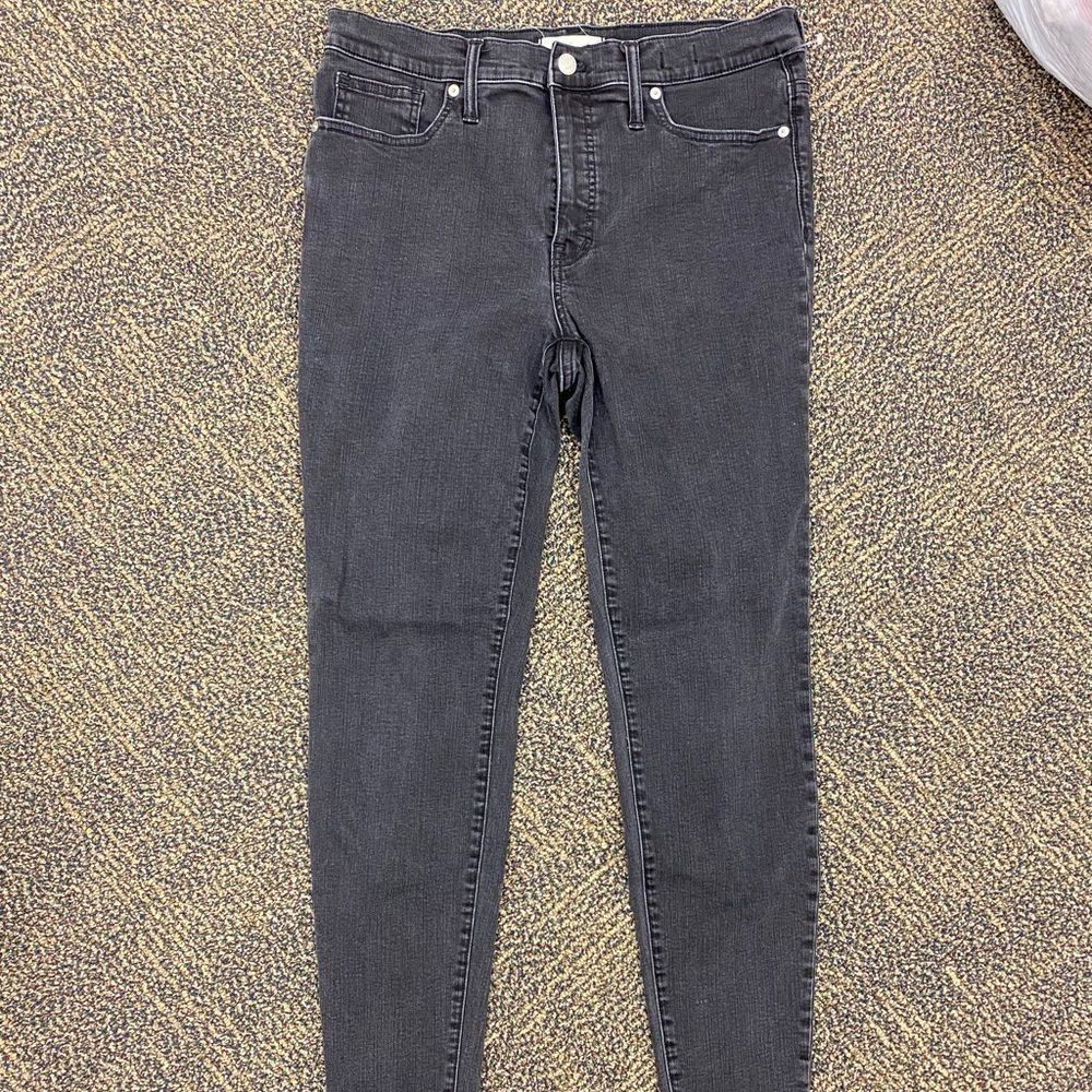 Madewell 9” high rise skinny black denim‎ stretch cropped jeans